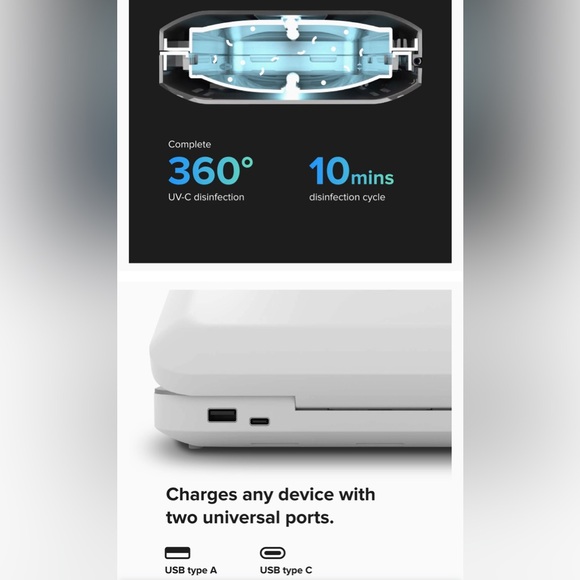 NIB PhoneSoap 3 UV Cell Phone Sanitizer & Dual Universal Cell Phone Charger Box - Picture 8 of 12